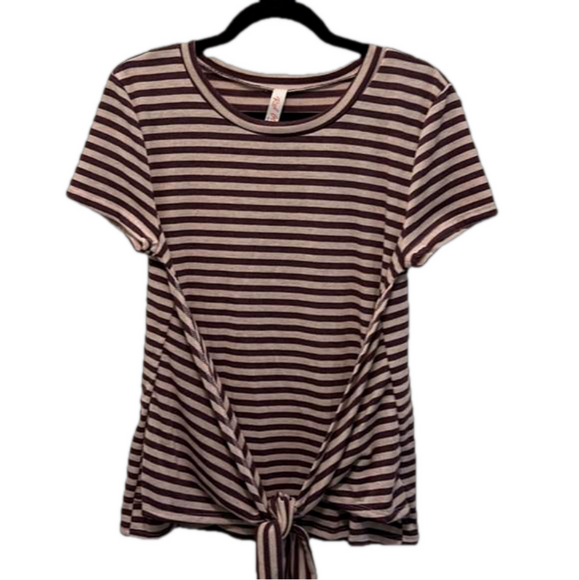 NWOT Knit tie front wrap short sleeve top - Picture 1 of 6